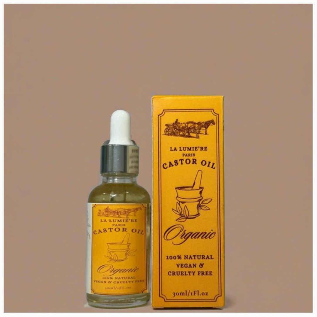 LA LUMIERE Organic Castor Oil (1 Fl Oz) - 100% Pure, Cold-Pressed, Hexane-Free for Hair, Skin & Body Care
